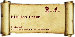 Miklics Arion névjegykártya