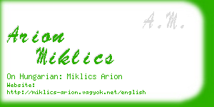 arion miklics business card
